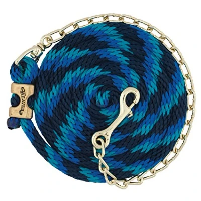 Abbildung von Weaver Führleine Poly Leder Seil mit Messing vergoldet Drehgelenk Kette, Marineblau/Blau/Türkis, 5/20,3 cm X 8 &#039;15,2 cm, Navy/Blue/Turquoise