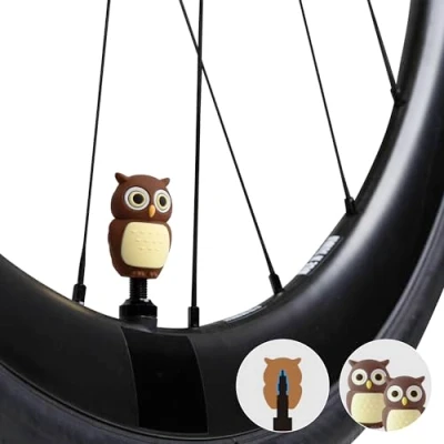 Abbildung von BONE Reifen Charakter, Ventil Schaft Kappe, 2 Stück waschbare Ventilkappen aus Silikon, korrosionsbeständig, universelle Stielabdeckungen für Fahrräder, Autos, Lastwagen, Motorräder und SUVs, Owl