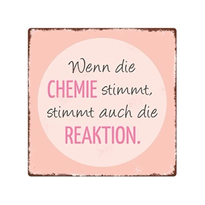 Abbildung von Interluxe 20x20cm METALLSCHILD Türschild WENN DIE Chemie STIMMT Dekoschild Spruch Geschenk