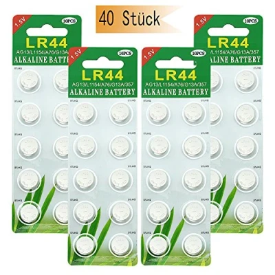 Abbildung von GutAlkaLi 40 Stück AG13 LR44 1.5V Alkaline Knopfzelle Batterien Ohne Quecksilber (357/357A/L1154/A76/GPA76)