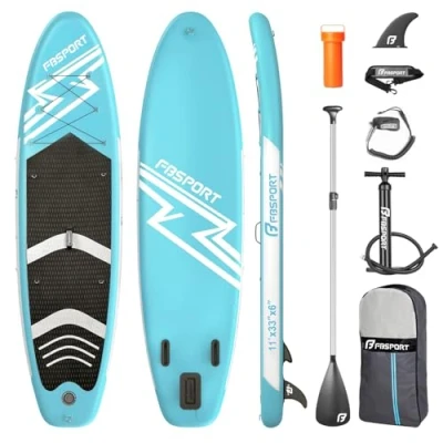 Abbildung von FBSPORT Aufblasbares Boards SUP, Stand Up Paddling Board, Aufblasbare Paddle Board für 15CM Dick, Surfbrett Kit mit Verstellbares Aluminium SUP Paddel+Pumpe