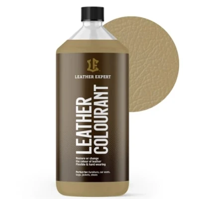 Abbildung von Sehr Deckend Wasser Lederfarbe Dunkelbeige 1L Leather Paint für Natur und ÖkoLeder Dye Ohne Alkohol alle Lederaccessoires Reißt oder Blättert Nicht ab