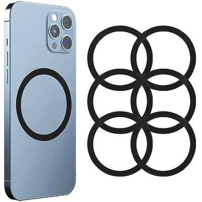 Abbildung von Kinizuxi Metall Ring 6 Stück, Magnetisches Kabelloses Laden Umwandlungskit, Kompatibel mit Mag Safe Metallring Zubehör, iPhone 14/13/12 Series und Samsung Galaxy S22/S21/S20 Mehr Silber