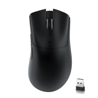 Abbildung von MAMBASNAKE x Attack Shark R1 59 g leichte kabellose Tri Mode Gaming Maus, 2,4 GHz/Bluetooth/Kabelverbindung, 5 programmierbare Tasten, 6 einstellbare DPI bis zu 18000, PixArt PAW3311 Schwarz