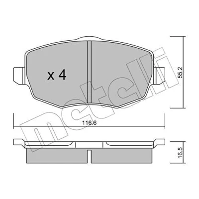 Abbildung von METELLI 22 0528 0 Bremsbelagsatz exkl. Verschleißwarnkontakt LANCIA: Ypsilon II (843) 1.3 JTD, 1.4, D Multijet (843.AXF11, 843.AXF1A, 843.AXM11