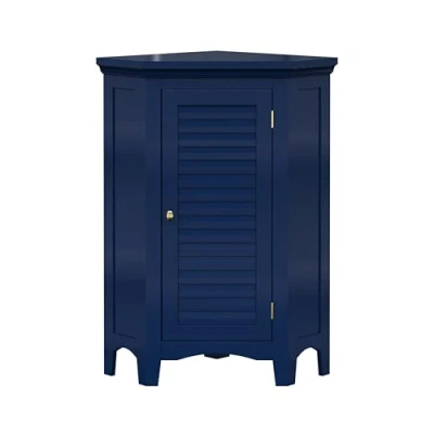 Abbildung von Elegant Home Fashions Glancy Eckschrank freistehend Navy Lamellentür