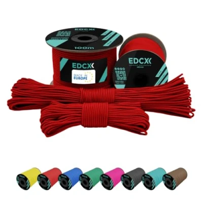 Abbildung von EdcX 2 mm Nylon Paracord 275 (15, 30, 50 and 100 m) 100% Rope, 3 Strand Cord, Cord in Many Colours (Red, 30