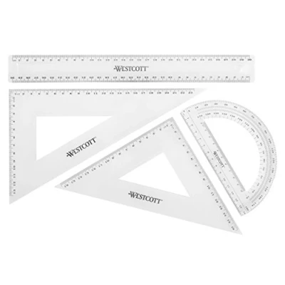 Abbildung von Westcott E 10304 00 Mathe Set, 4 teilig, Kunststoff transparent