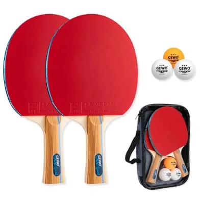 Abbildung von GEWO Rave Speed Tischtennisschläger Set Kontrollierter Anfänger mit 3 Bällen Komplettschläger ITTF Belag, hohe Kontrolle und Geschwindigkeit, konkav, 2mm Dicker Schwamm