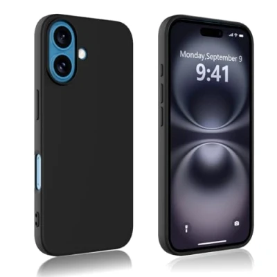 Abbildung von Ruayia Hülle Kompatibel mit iPhone 16, Handyhülle Silikon Stoßfest, Schutzhülle für 16 Schutz Anti Kratzt Rückseite Case Schwarz