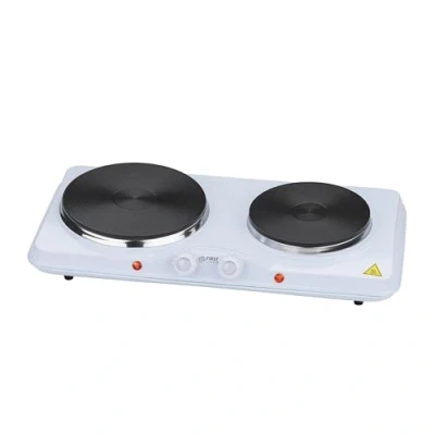 Abbildung von TZS FIRST AUSTRIA Doppelkochplatte Kochplatte 2500W, Gusseisen, Herdplatte für Zuhause, Camping, Reisen, Präzise Temperaturregelung: Thermostate bis 400C auf beiden Platten.