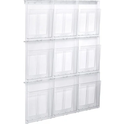 Abbildung von helit H6812102 Prospekthalter Wandset Placativ, 9 Taschen, DIN A4, hoch, glasklar