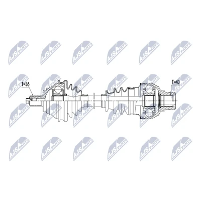 Abbildung von NTY NPW VW 228 Antriebswelle Vorderachse links 495mm Schaltgetriebe 6 Gang VOLKSWAGEN: Sharan II, SEAT: Alhambra II