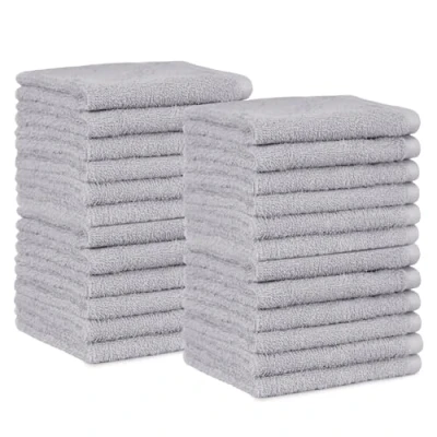 Abbildung von Amazon Basics Waschlappen / Mini Handtücher Set aus Baumwolle, 24er Pack Schnelltrocknend, Ausbleichsicher und Wasserabsorbierend, 30 x cm, Grau