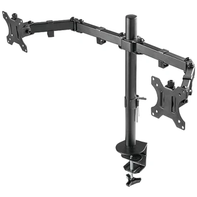 Abbildung von DELTACO Gaming Dual Monitor Halterung Halter für Monitore Ständer Monitorständer Monitorhalterung Tischhalterung Bildschirmhalterung Tischhalter, 2 Monitorhalter VESA 75x75 13 32 Zoll