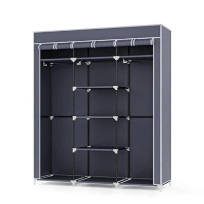 Abbildung von Mondeer Stoffschrank, roßes Stauraum, Stabiler Schrank, für Schlafzimmer, Ankleidezimmer, Grau, 150x45x175cm