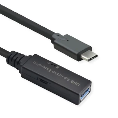 Abbildung von ROLINE USB 3.2 Gen 1 Aktives Repeater Kabel, Typ A C, schwarz, 5 m
