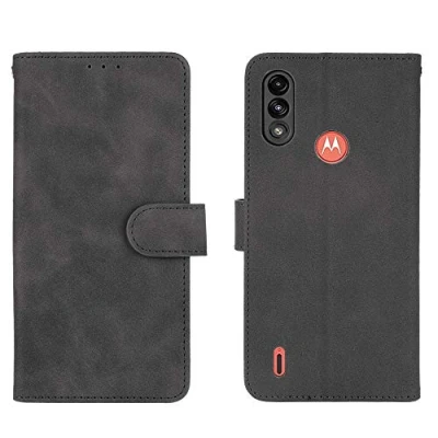 Abbildung von WEIOU Hülle für Motorola Moto E7 Power E7i Power, Premium TPU/PU Leder Klappbar Schutzhülle Tasche Handyhülle mit Standfunktion &amp; Kartensteckplätzen, Schwarz