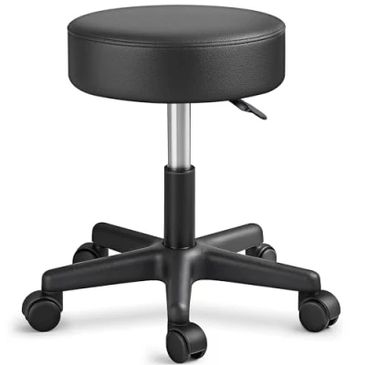 Abbildung von TRESKO Rollhocker höhenverstellbar Schwarz Drehhocker 10 cm Dicke Polsterung Arbeitshocker 360 drehbar Hocker