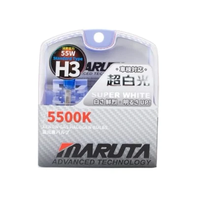 Abbildung von MARUTA SUPER WHITE H3 12V 55W Halogenlampe für Scheinwerfer, Nebelscheinwerfer &amp; Tagfahrlicht, 5500K Xenon Effekt