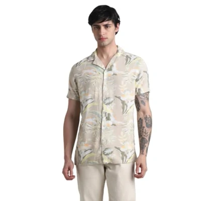 Abbildung von JACK&amp;JONES Herren JJJEFF FLORAL AOP Resort Shirt SS Hemd, Crockery, S