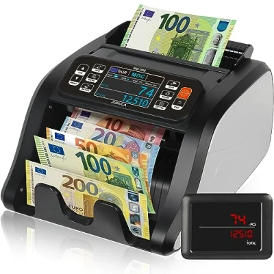Abbildung von Jubula Banknotenzähler Mv 300, EUR USD GBP, Geldzählmaschine für gemischte Geldscheine, Exakt