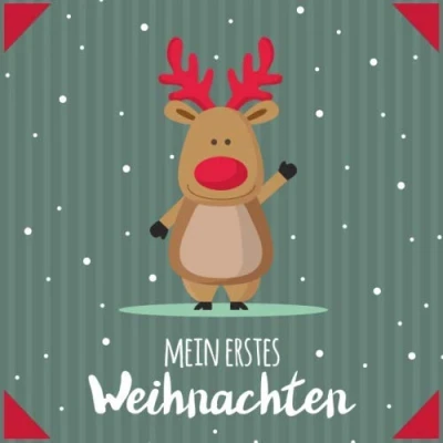 Abbildung von Mein erstes Weihnachten: Erinnerungsalbum / Eintragebuch Gästebuch für das erste Weihnachtsfest mit Baby &amp; als Familie. Süßes Rentier roter Nase