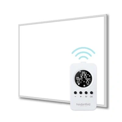 Abbildung von Heidenfeld Infrarotheizung HF HP106 3 𝟭𝟬 𝐉𝐀𝐇𝐑𝐄 𝐆𝐀𝐑𝐀𝐍𝐓𝐈𝐄 500 Watt Bis 12 m² Infrarot Heizkörper Elektroheizung mit Thermostat Überhitzungsschutz (HF Watt)