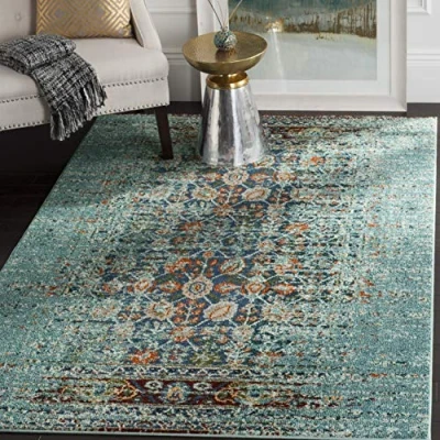Abbildung von SAFAVIEH Boho Teppich für Wohnzimmer, Esszimmer, Schlafzimmer Monaco Collection, Kurzer Flor, Blau und Multi, 201 X 279 cm