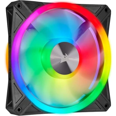 Abbildung von Corsair iCUE QL140 RGB, 140 mm RGB LED PWM Lüfter (34 Einzeln Ansteuerbare LEDs, Schwindigkeiten Bis zu 1,250 U/Min, Geräuscharm) Einzelpackung, Komaptibel mit Desktop schwarz