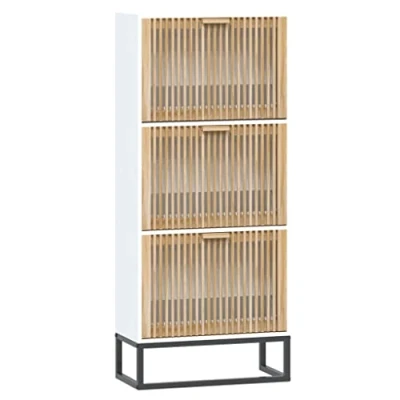 Abbildung von vidaXL Schuhregal Schuhschrank Weiß 52x25x120 cm Holzwerkstoff, 1 tlg.