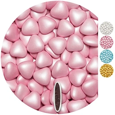 Abbildung von EinsSein® Schokoherzen Pearl 500g ca. 245 St. rosa med. Gastgeschenke Hochzeit Schokodragees Schokolinsen Dragees Süssigkeiten Taufe Herz Candy bar Candybar Hochzeitsmandeln Taufmandeln Herzdragees