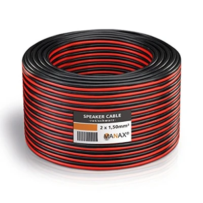 Abbildung von MANAX® Lautsprecherkabel 2 x 1,5mm² rot/schwarz 20 m Ring