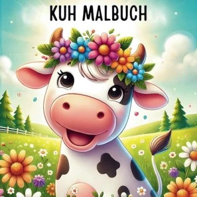 Abbildung von Kuh Malbuch: 50 spannende Fakten und Ausmalbilder, Lehrreiches kreatives Malbuch über Kühe Bauernhoftiere mit interessanten schönen Ausmalbildern für Kinder ab 4 Jahren