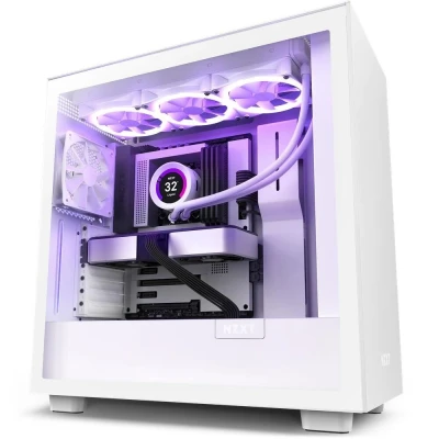 Abbildung von NZXT H7 CM H71BW 01 ATX Mid Tower Gaming PC Gehäuse Front USB C Port Tempered Glass Seitenteil mit Schnellspanner Für Wasserkühlung ready Weiß