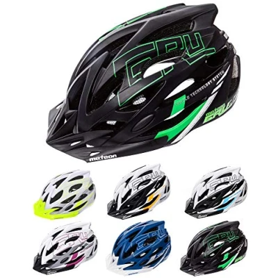 Abbildung von meteor Fahrradhelm Herren Damen Kinder Helm MTB rollerhelm kinderfahrradhelm Mountainbike rennradhelm Inliner skaterhelm BMX fahradhelm Scooter Jungen Bike Helmet L 58 61 cm Black/Green