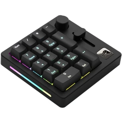 Abbildung von Glorious Gaming GMMK Macro Numpad mit Kabel oder Bluetooth, Aluminium, anpassbar, programmierbarer Regler &amp; Knopf, tastenweise RGB Beleuchtung, lineare Schalter, 18x Doubleshot ABS Kappen Schiefer