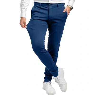 Abbildung von Performance Pants Herren Blau (Größe 29W/32L) Bequeme Blaue Hose Stilvolle Hosen Stretch Modische Praktische Männer für Business &amp; Freizeit