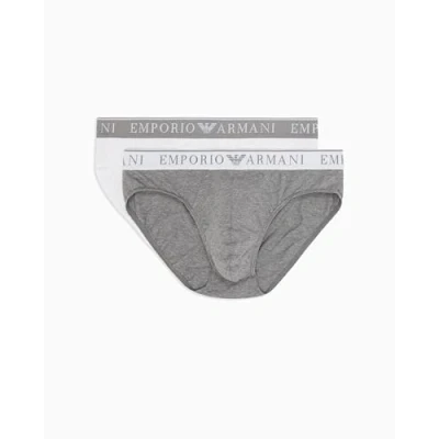 Abbildung von EMPORIO ARMANI Herren 2 Pack Brief Slip, Mel.Grey/Bianco, M