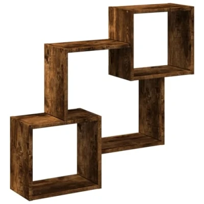 Abbildung von vidaXL Wandregal, Regal mit Stauraum Hängend Wanddeko, Hängeregal Schweberegal für Wohnzimmer, Bücherregal Wandboard, Räuchereiche Holzwerkstoff