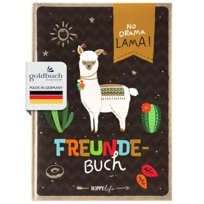 Abbildung von Goldbuch Notizbuch Freundebuch A5 HAPPYlife Lama