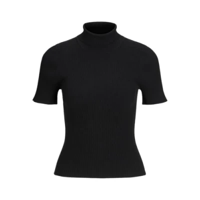 Abbildung von JJXX Damen Jxjade Tight Ss Roll Neck Knit Stricktop, Black, XL