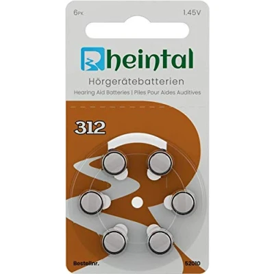 Abbildung von Rheintal 30 Premium Hörgerätebatterien Typ A312 für alle Hörgeräte mit Batteriefarbe BRAUN 1,45V PR41, 52014