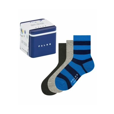 Abbildung von FALKE Unisex Kinder Socken Happy Triple Pack Giftbox K So Baumwolle gemustert 3 Paar, Mehrfarbig Blue Grey Mix 0020, 39 42