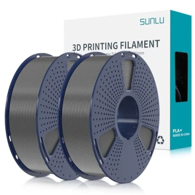 Abbildung von SUNLU PLA+ Filament 1.75mm 2KG, PLA Plus 3D Drucker Filament, Stärker belastbar, Neatly Wound,2 Spool Druck Maßgenauigkeit +/ 0.02mm, Grau+Grau