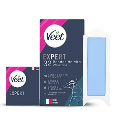 Abbildung von Veet Expert 32 Kaltwachsstreifen Set Beine, Trikot &amp; Achseln empfindliche Haut perfekte Verarbeitung langanhaltende Haarentfernung