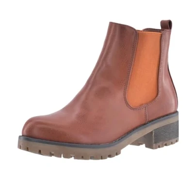 Abbildung von Elara Damen Stiefeletten Chelsea Boots Chunkyrayan S160 Camel 37