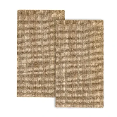 Abbildung von HAMID 2er Pack Kerala Jute Teppiche Naturfarben, 100% Jutefaser Teppiche, handgeflochten, Wohnzimmerteppiche, Esszimmer, Schlafzimmer, Korridore, Naturfarbe (80 x 150 cm) 2 Stück