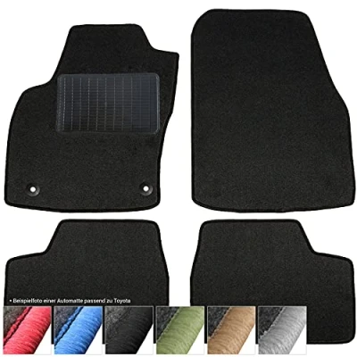 Abbildung von moto MOLTICO Fußmatten Auto Velours Autoteppiche Schwarz Automatten Set 4 teilig passend für Toyota IQ 2009 2016 (Schwarze Ziernähte)