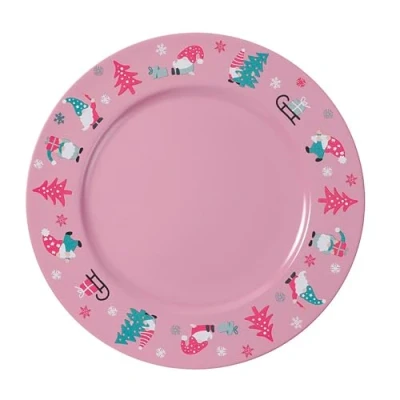 Abbildung von INGE GLAS® Dekoteller, Dekoteller 33cm Kunststoff mit Wichtel Motiv Rosa